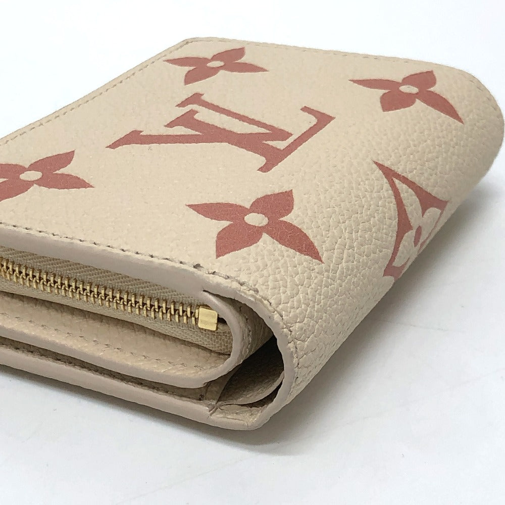 LOUIS VUITTON Folded wallet M81927 Monogram Ann Platt Leather beige Monogram Ann Platt Portefeuille Clare Women Used Authentic