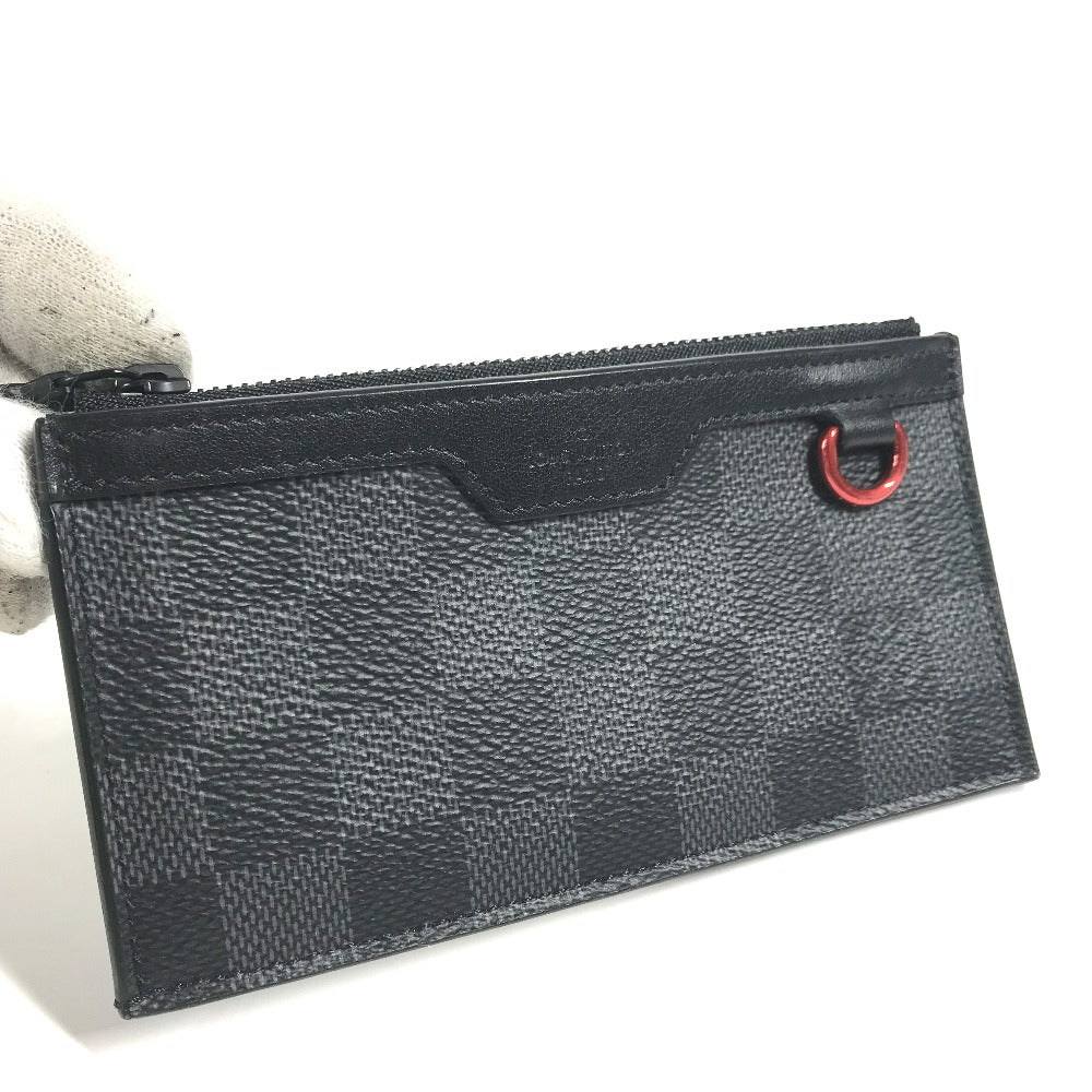 LOUIS VUITTON Coin case N60354 Damier Grafitto Canvas black Damier Grafitte Utility coin card holder mens Secondhand Authentic