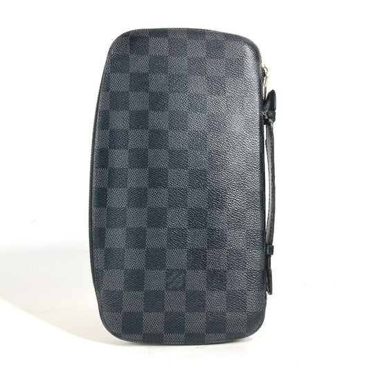 LOUIS VUITTON Long Wallet Purse N48255 Damier Grafitto Canvas black Damier Grafitte Atholl Organizer mens Used Authentic