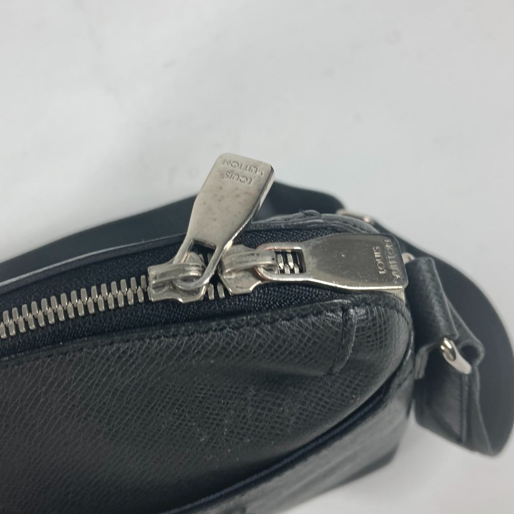 LOUIS VUITTON Shoulder Bag M30238 Taiga Leather black Taiga Watcher Messenger PM mens Used Authentic