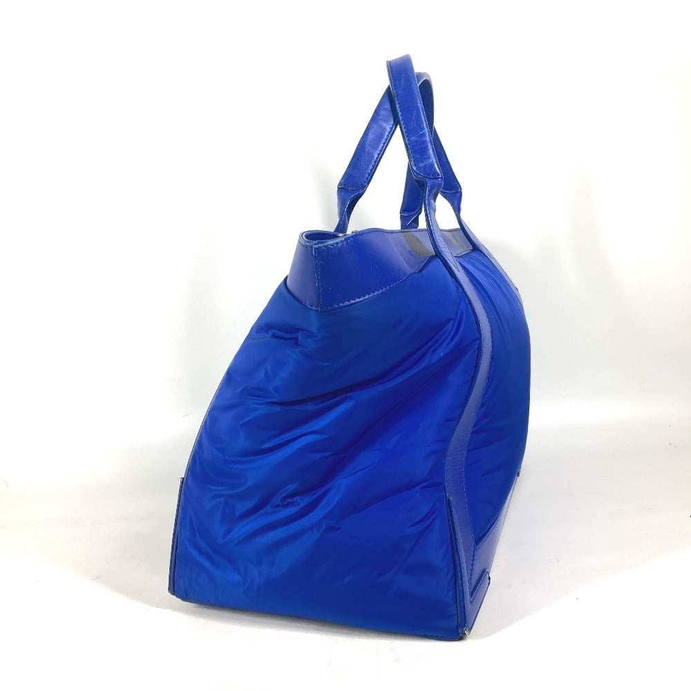 BALENCIAGA Boston Duffel bag 363419 Leather / nylon blue Navy Cabas M unisex(Unisex) Used Authentic