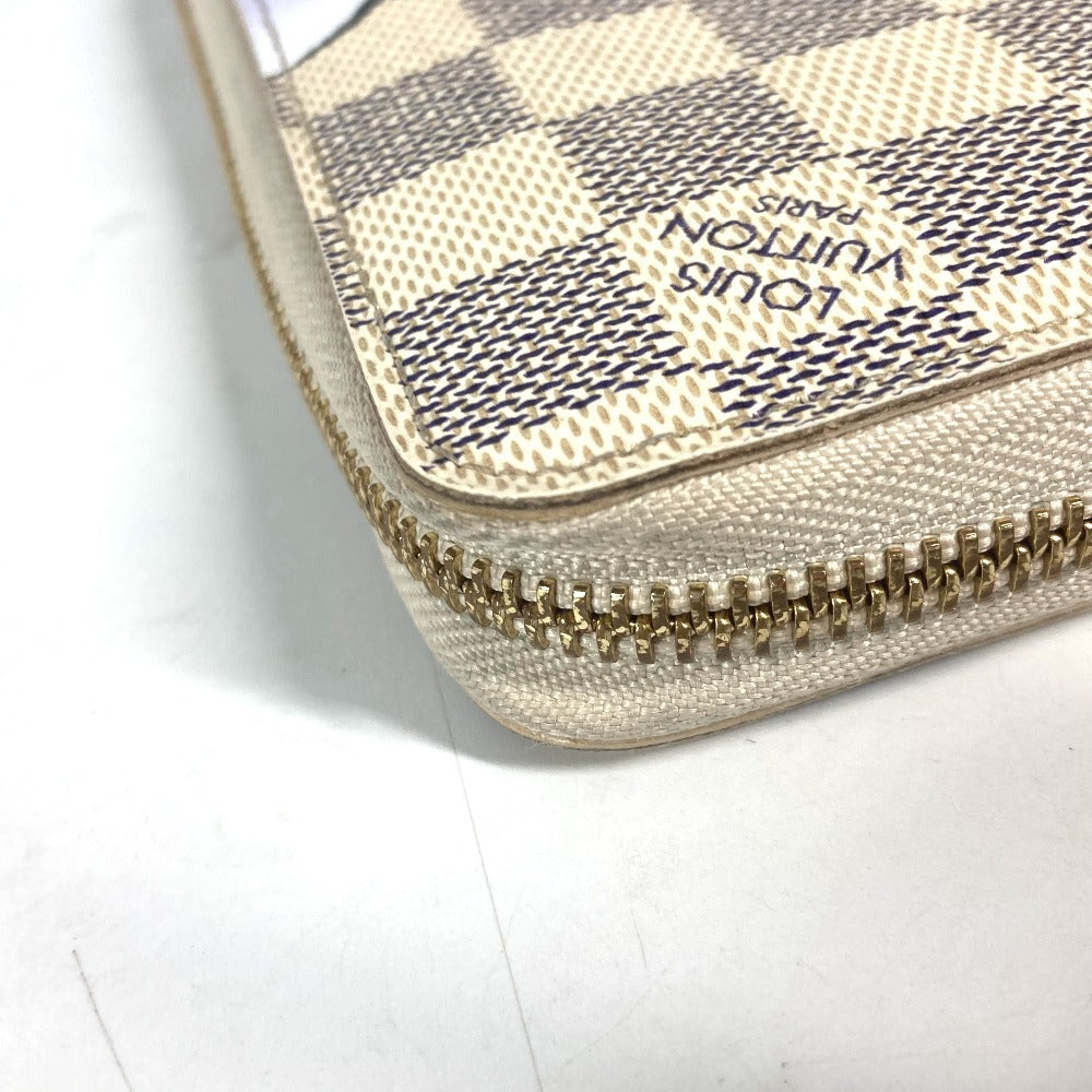 LOUIS VUITTON Long Wallet Purse N63006 Damier Azur Canvas white Damier Azur Balloon motif Women Used Authentic