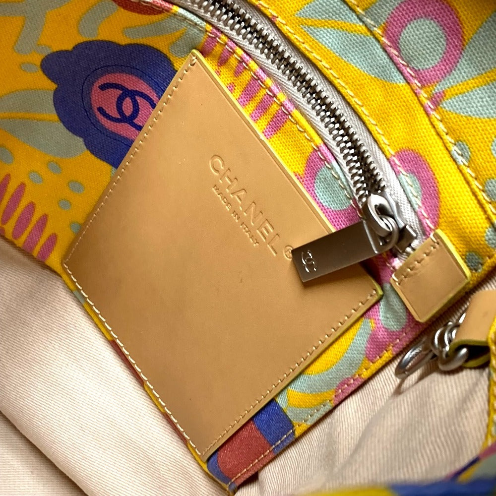 CHANEL Shoulder Bag canvas yellow High summer Flower Pattern