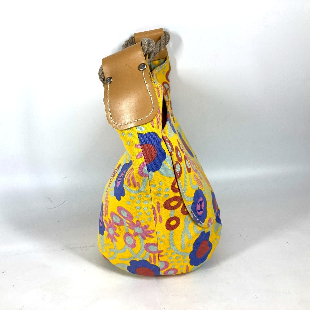 CHANEL Shoulder Bag canvas yellow High summer Flower Pattern