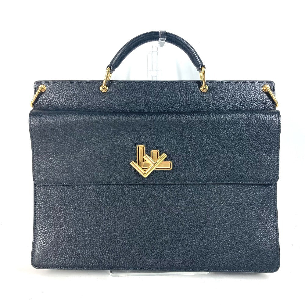 FENDI Business bag 7VA462 leather black Bag Handbag Tote Bag Briefcase Double Face