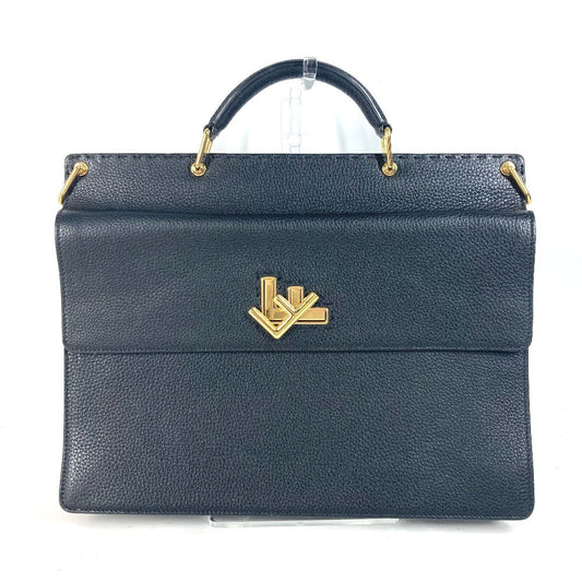 FENDI Business bag 7VA462 leather black Bag Handbag Tote Bag Briefcase Double Face