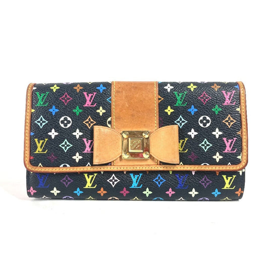 LOUIS VUITTON Long Wallet Purse M60278 Monogram multicolor canvas black Monogram multicolor Portefeuille Sarah Nu Women Used Authentic