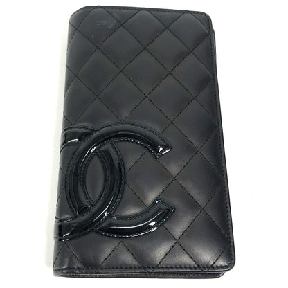 CHANEL Long Wallet Purse A26717 leather black COCO Mark CC Cambon line