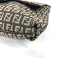 FENDI Shoulder Bag Leather / canvas Brown Zucchino FF logo
