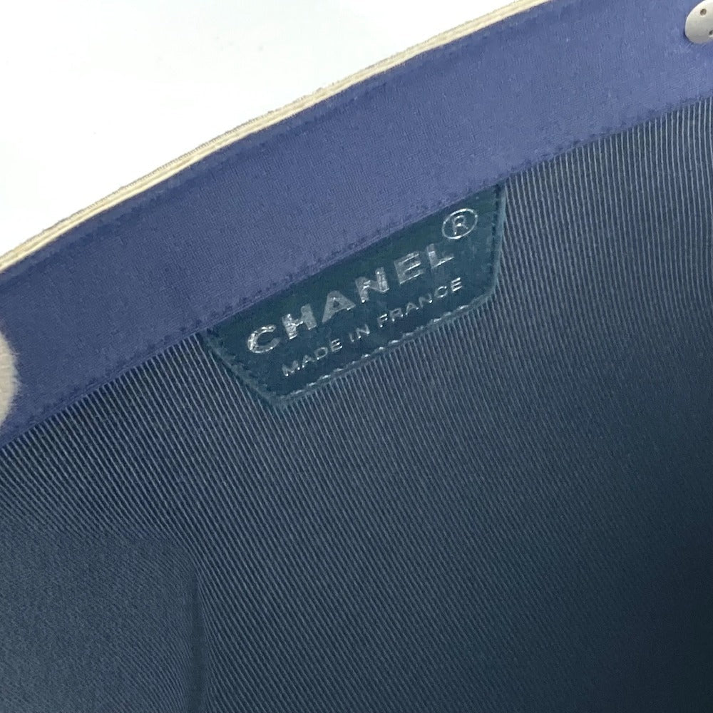 CHANEL Handbag polyamide Navy Metal handle Women Used Authentic