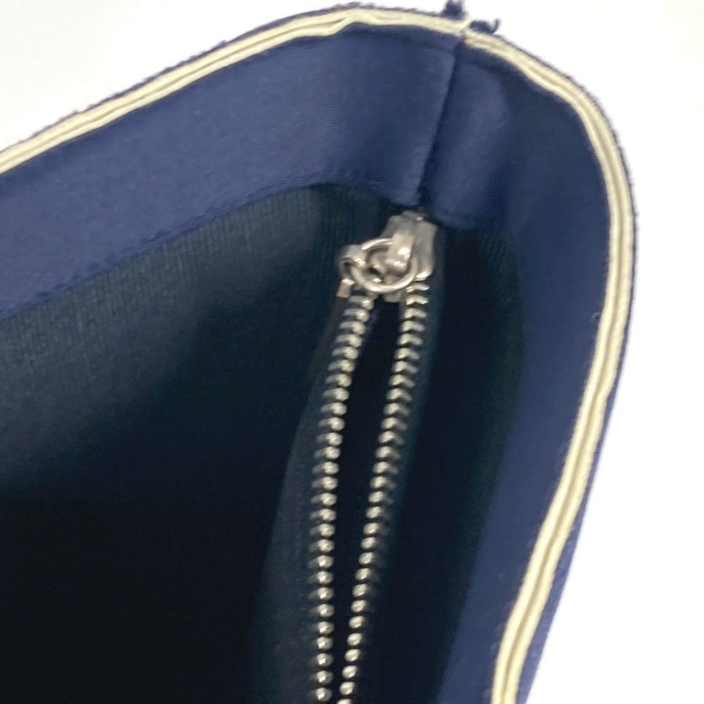 CHANEL Handbag polyamide Navy Metal handle Women Used Authentic