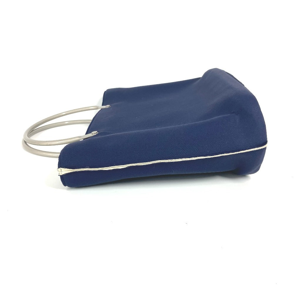 CHANEL Handbag polyamide Navy Metal handle Women Used Authentic