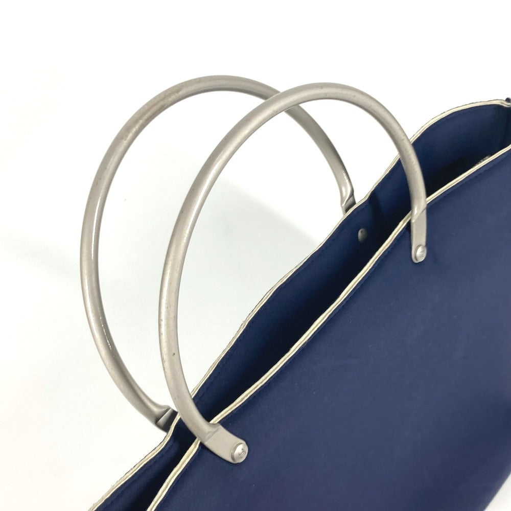 CHANEL Handbag polyamide Navy Metal handle Women Used Authentic