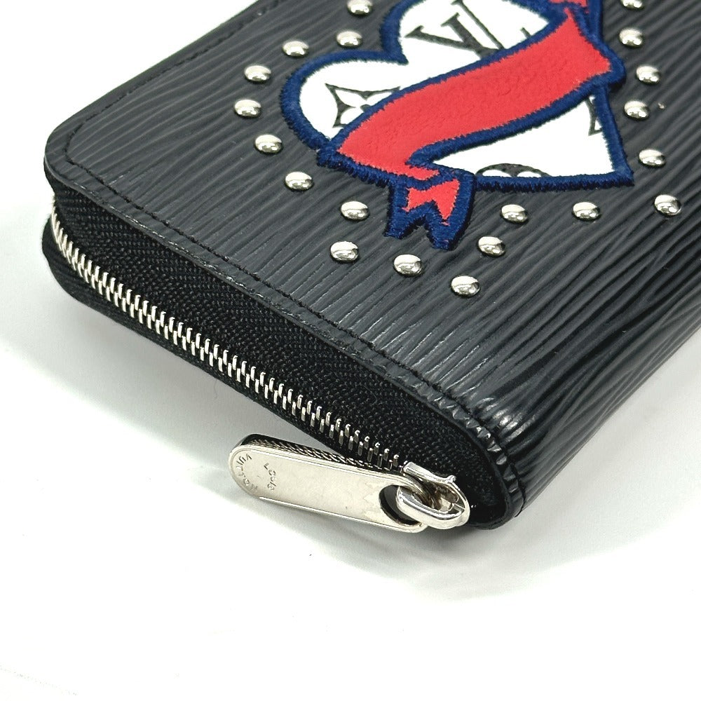 LOUIS VUITTON Coin case M63721 Epi Leather black Epi LV Stories Heart Zip around purse Women Used Authentic