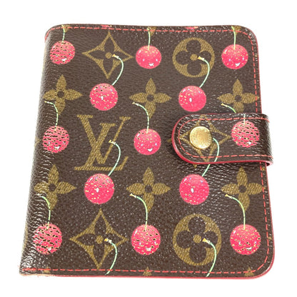 LOUIS VUITTON Folded wallet M95005 Monogram canvas Brown Monogram Cherry by Takashi Murakami Compact zip unisex(Unisex) Used Authentic