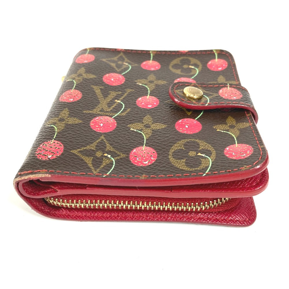 LOUIS VUITTON Folded wallet M95005 Monogram canvas Brown Monogram Cherry by Takashi Murakami Compact zip unisex(Unisex) Used Authentic