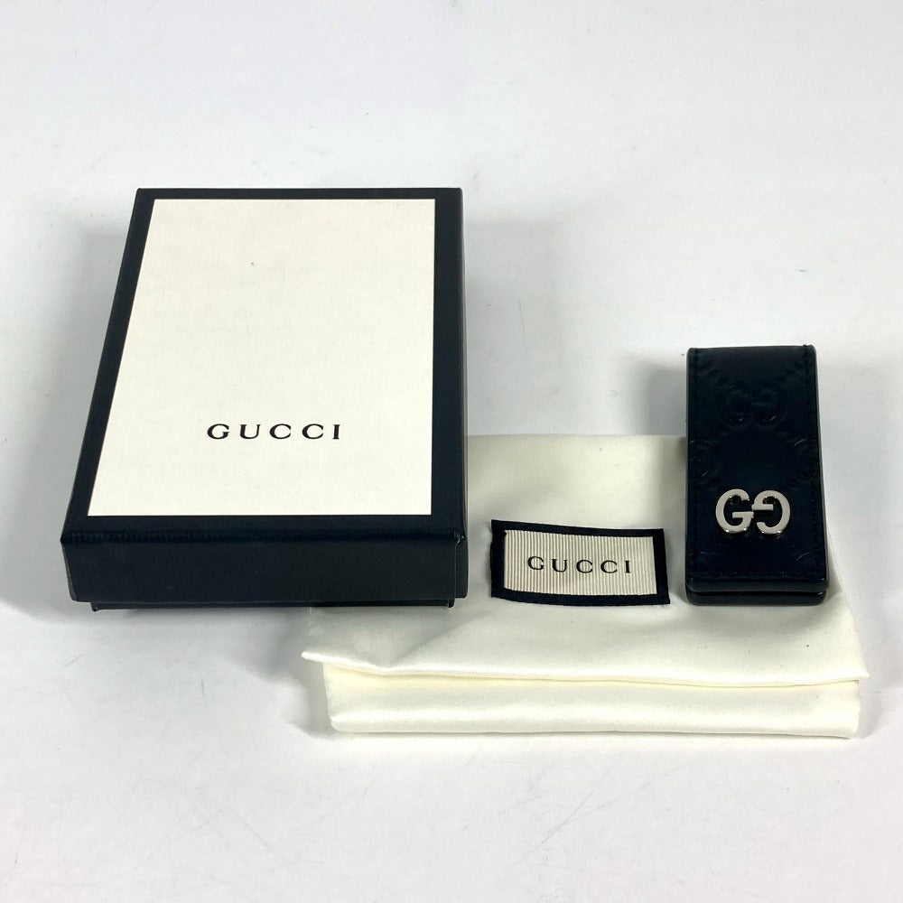 GUCCI Money clip 522867 Sima leather black GG Guccisima mens Used Authentic