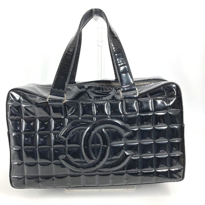CHANEL Shoulder Bag enamel black Chocolate bar CC COCO Mark logo