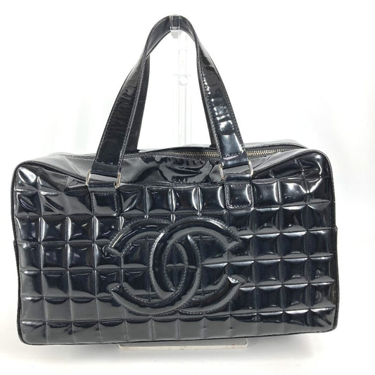 CHANEL Shoulder Bag enamel black Chocolate bar CC COCO Mark logo