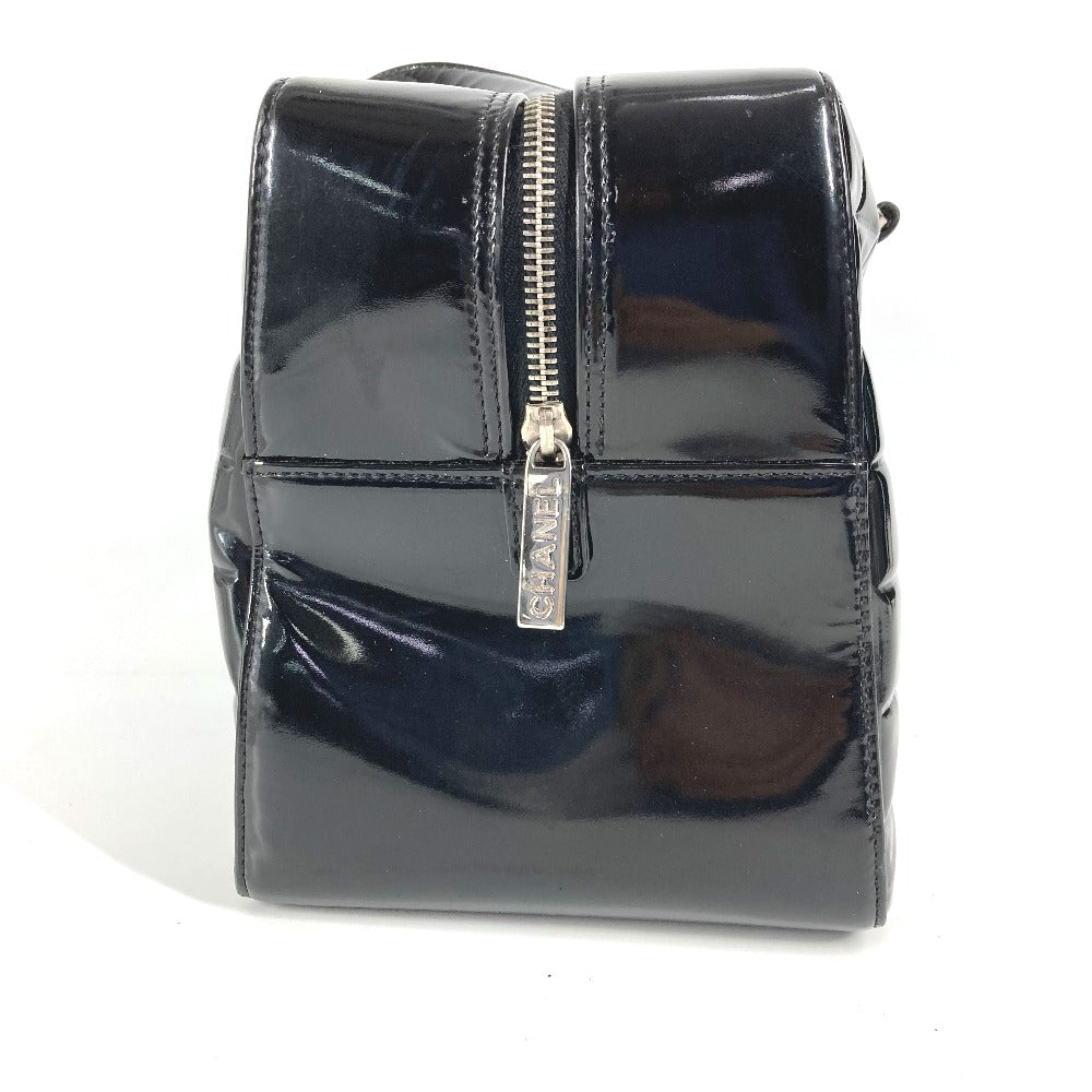 CHANEL Shoulder Bag enamel black Chocolate bar CC COCO Mark logo