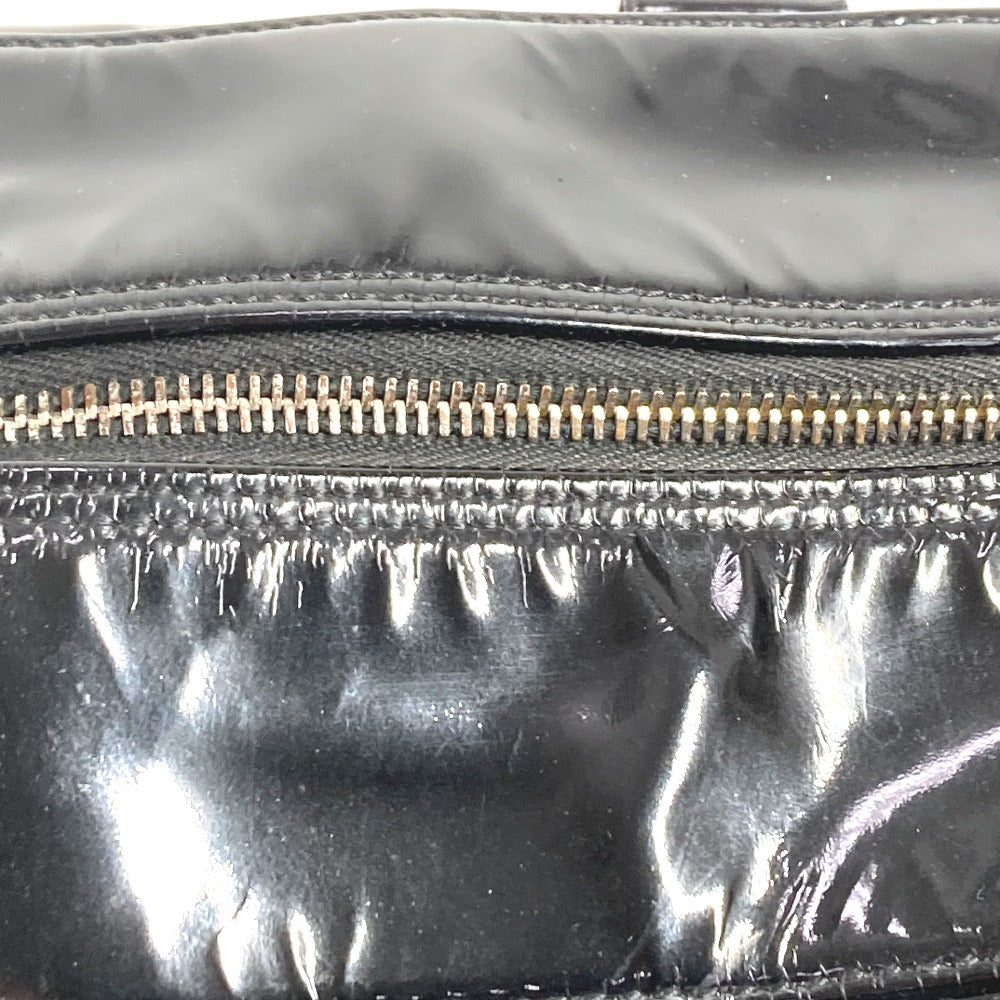 CHANEL Shoulder Bag enamel black Chocolate bar CC COCO Mark logo