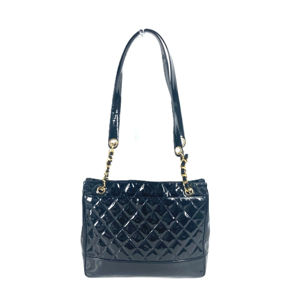 CHANEL Shoulder Bag enamel black Quilting Quilting