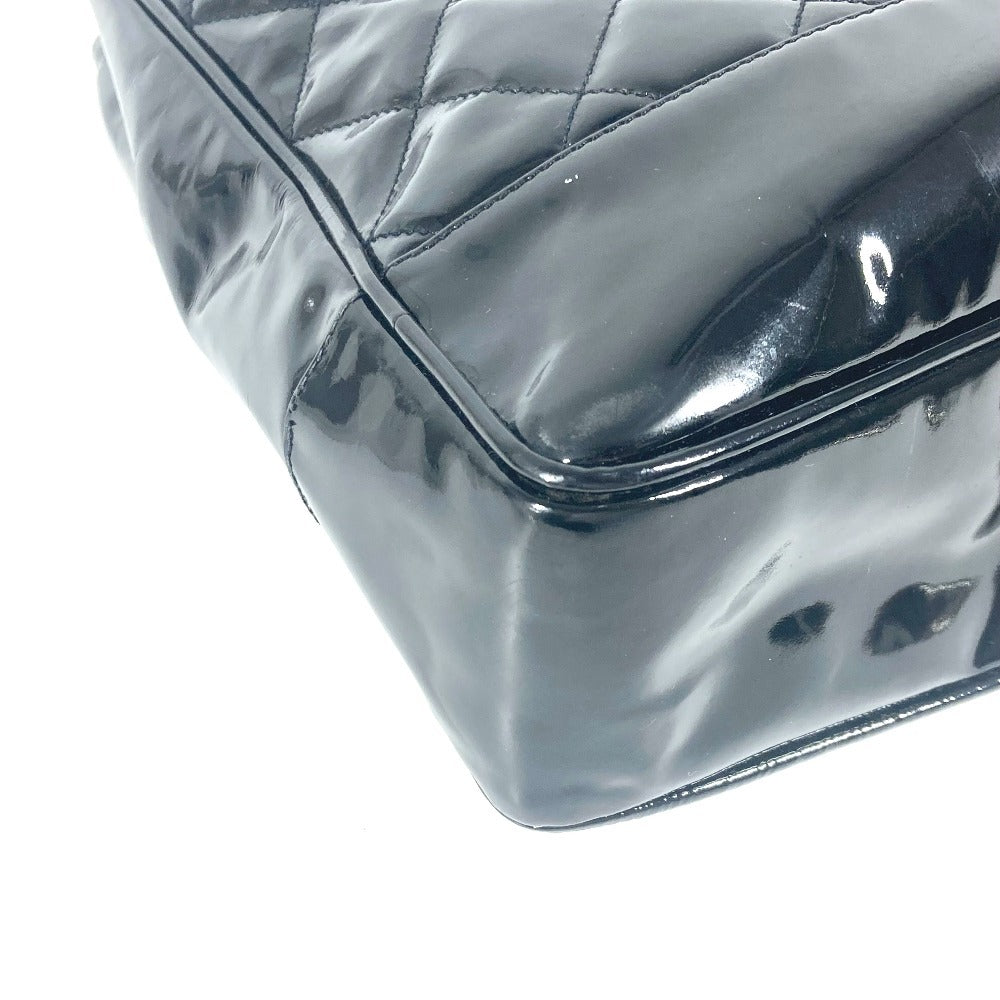 CHANEL Shoulder Bag enamel black Quilting Quilting