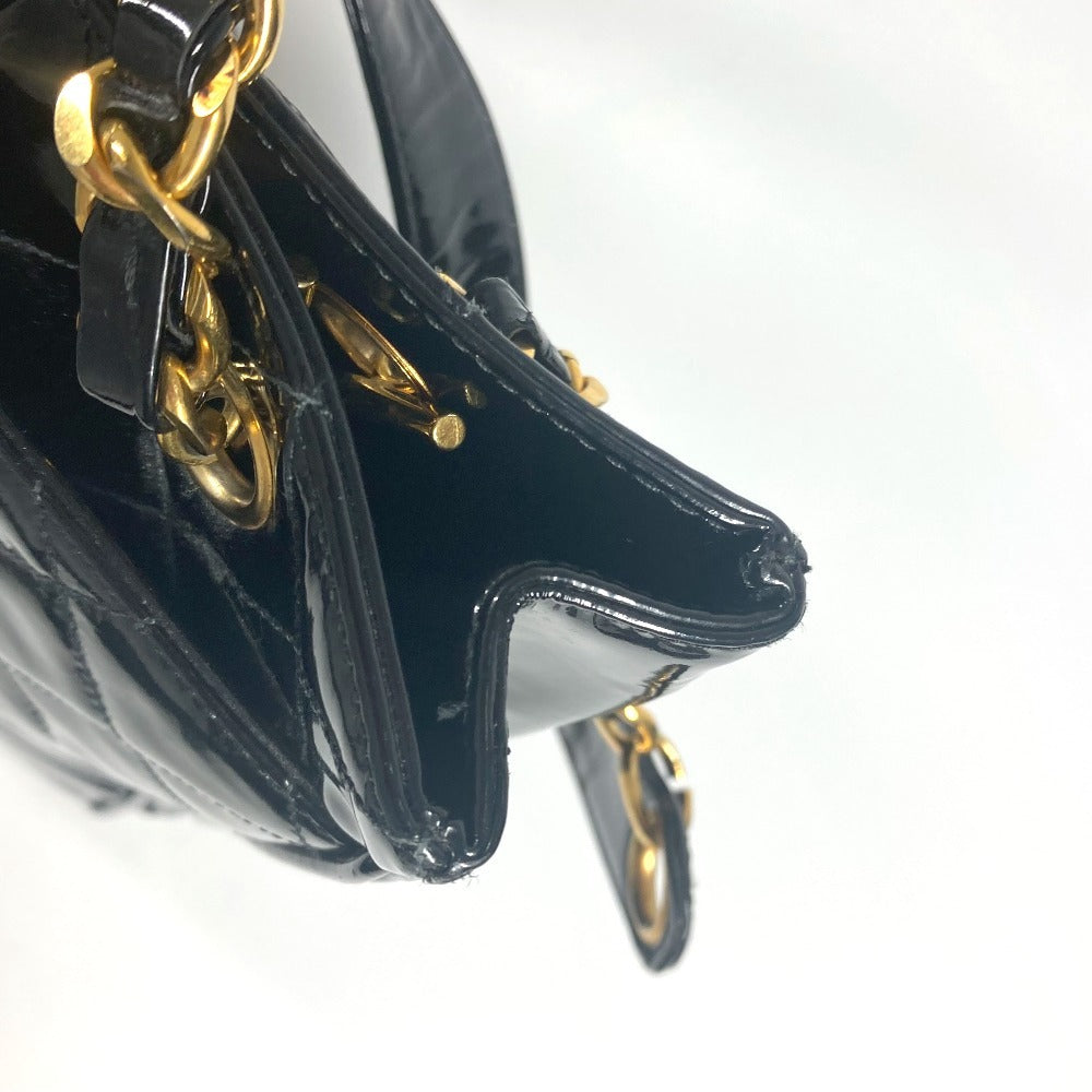 CHANEL Shoulder Bag enamel black Quilting Quilting