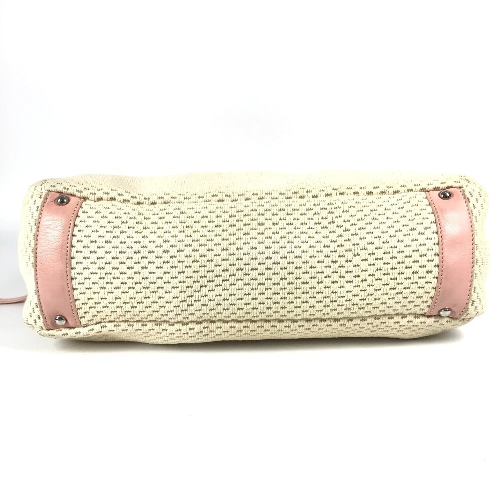 CHANEL Shoulder Bag Leather / canvas pink logo