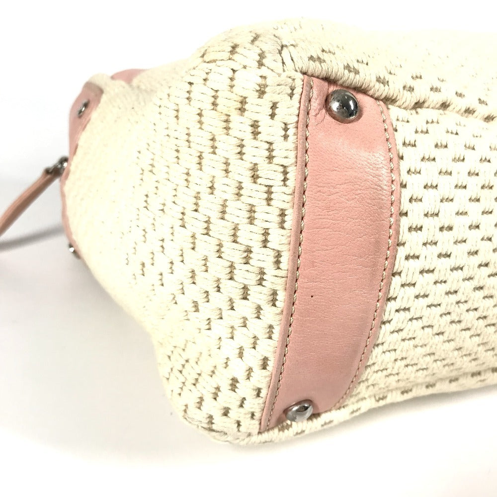 CHANEL Shoulder Bag Leather / canvas pink logo