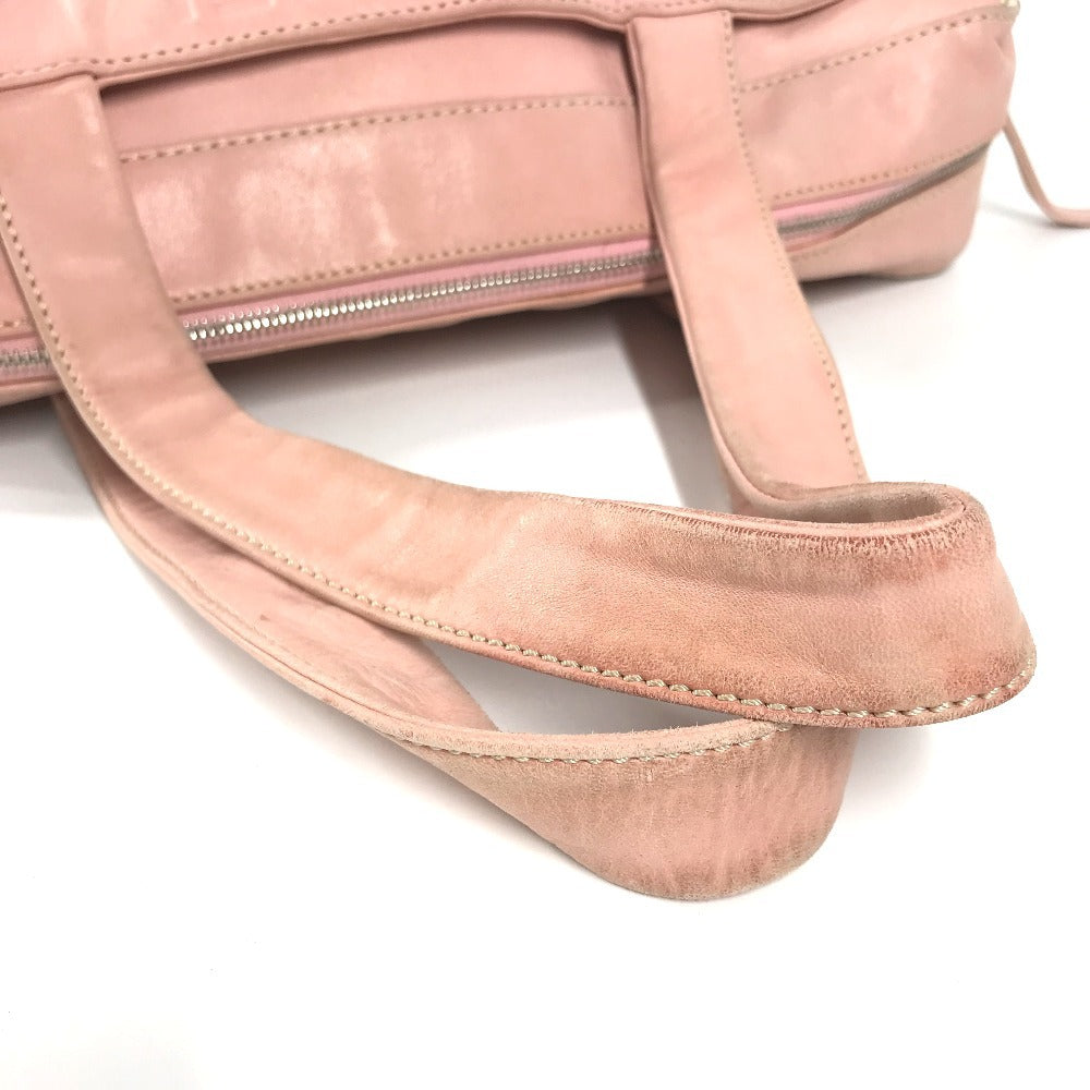CHANEL Shoulder Bag Leather / canvas pink logo