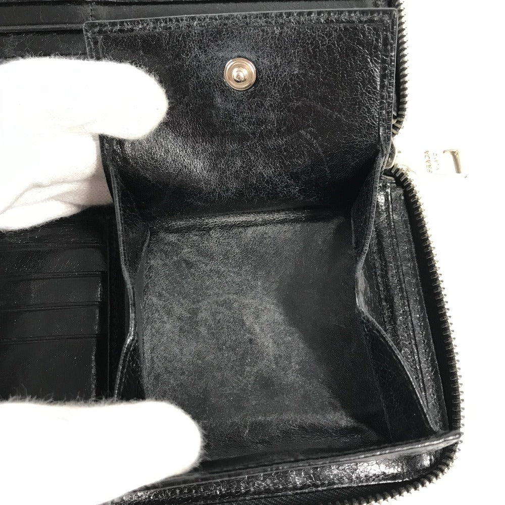 PRADA Long Wallet Purse 2M1264 leather black Skull skull