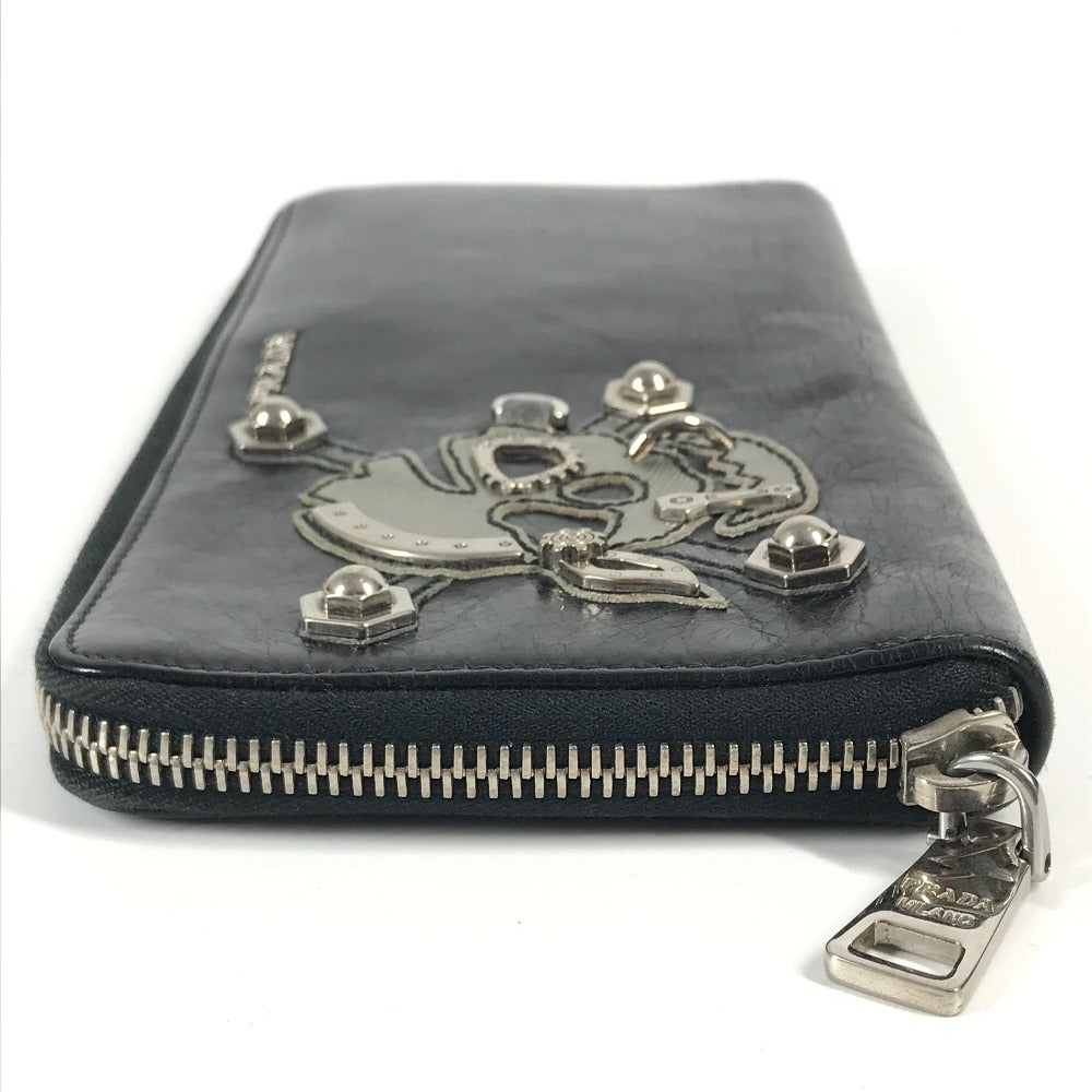 PRADA Long Wallet Purse 2M1264 leather black Skull skull