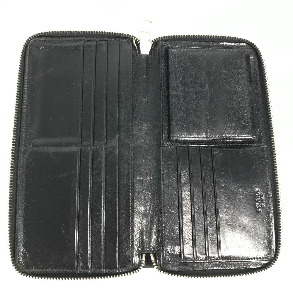PRADA Long Wallet Purse 2M1264 leather black Skull skull