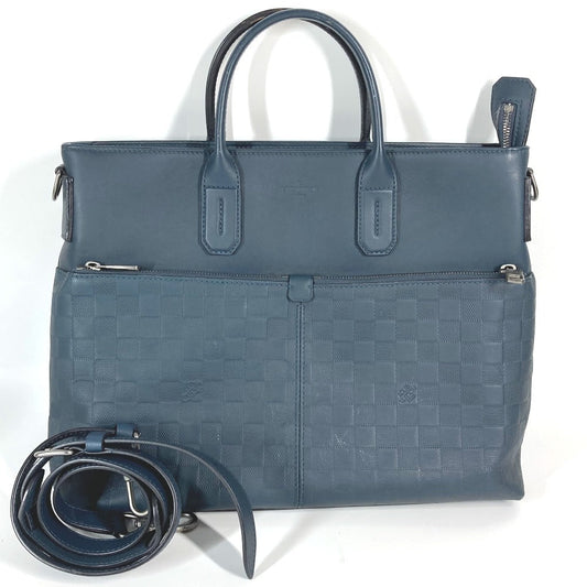 LOUIS VUITTON Tote Bag N41567 Damier Anfini Leather Navy Damier Anfini 7DW