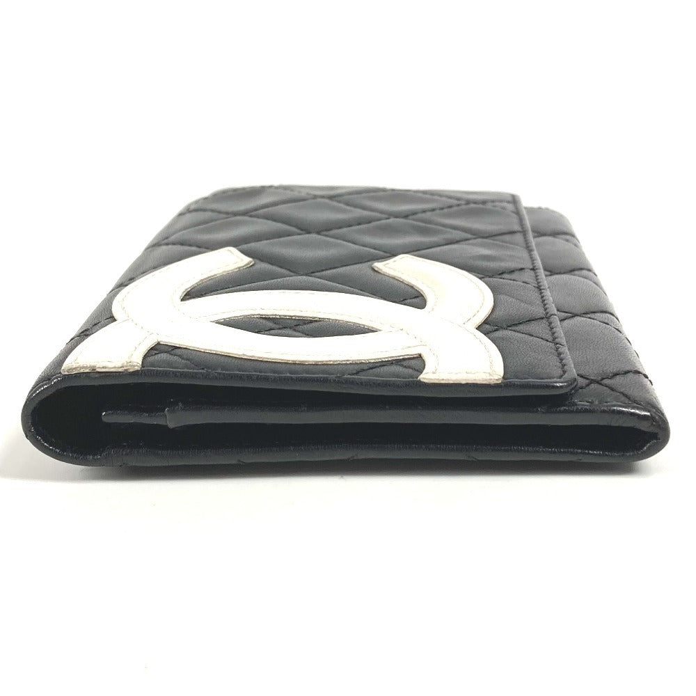 CHANEL Folded wallet leather black Cambon line CC COCO Mark bifold logo