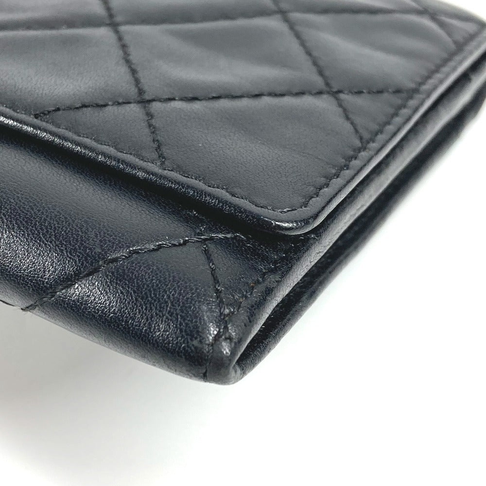 CHANEL Folded wallet leather black Cambon line CC COCO Mark bifold logo