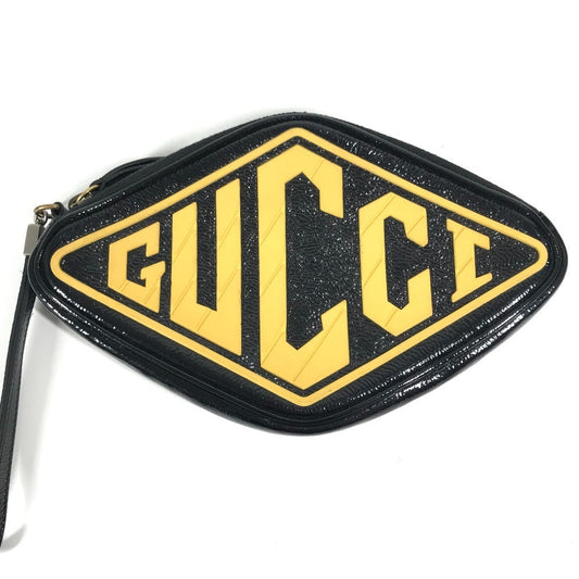 GUCCI Clutch bag 524316 Patent leather, rubber black Game List logo