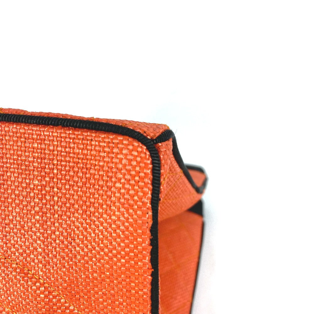 CHANEL Shoulder Bag Straw / leather Orange vintage Matrasse quilting