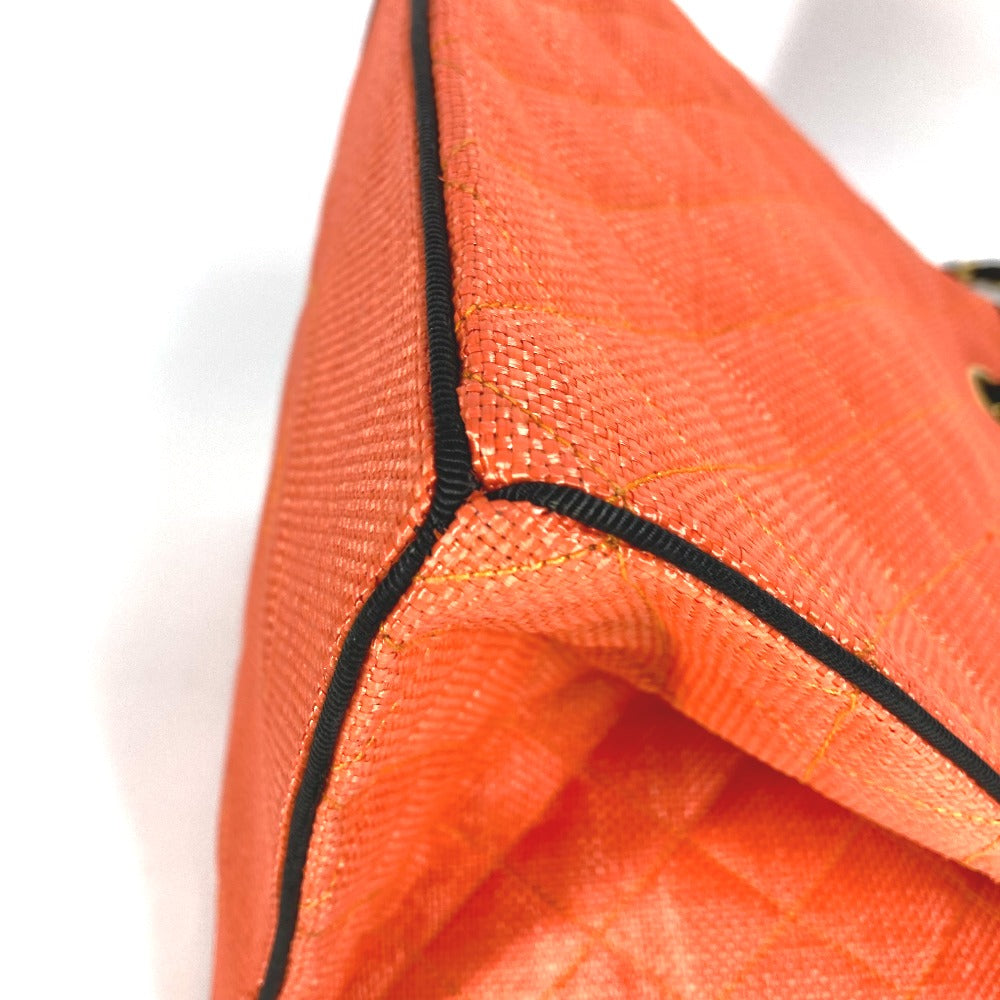 CHANEL Shoulder Bag Straw / leather Orange vintage Matrasse quilting
