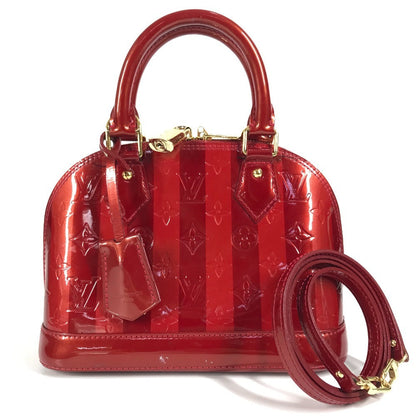 LOUIS VUITTON Handbag M91593 Patent leather Red Vernis Rayule stripe Alma BB