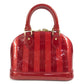 LOUIS VUITTON Handbag M91593 Patent leather Red Vernis Rayule stripe Alma BB