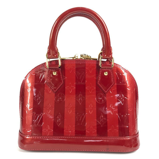 LOUIS VUITTON Handbag M91593 Patent leather Red Vernis Rayule stripe Alma BB