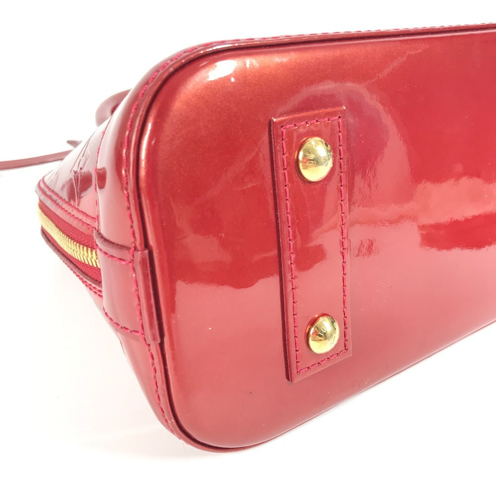LOUIS VUITTON Handbag M91593 Patent leather Red Vernis Rayule stripe Alma BB