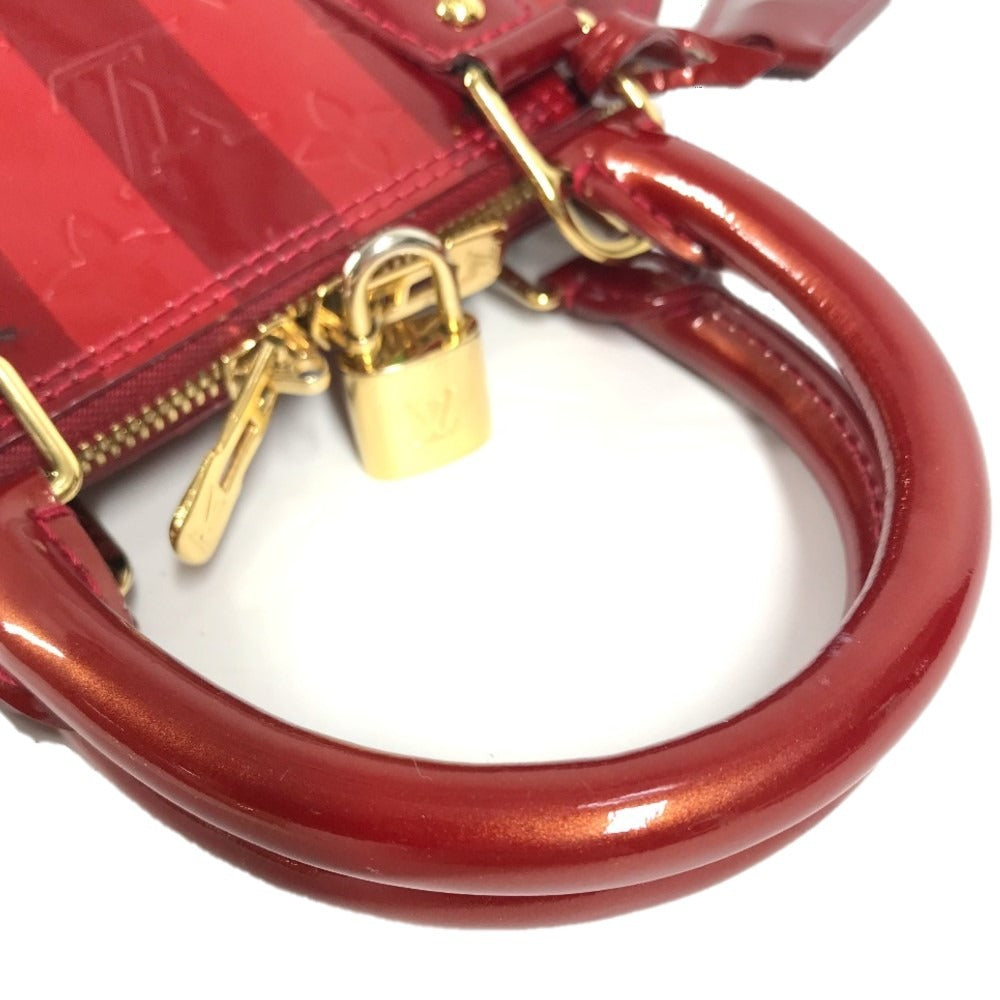 LOUIS VUITTON Handbag M91593 Patent leather Red Vernis Rayule stripe Alma BB