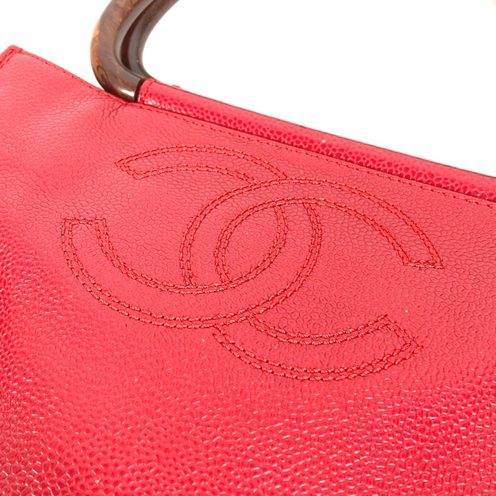 CHANEL Handbag Caviar skin Red CC COCO Mark logo