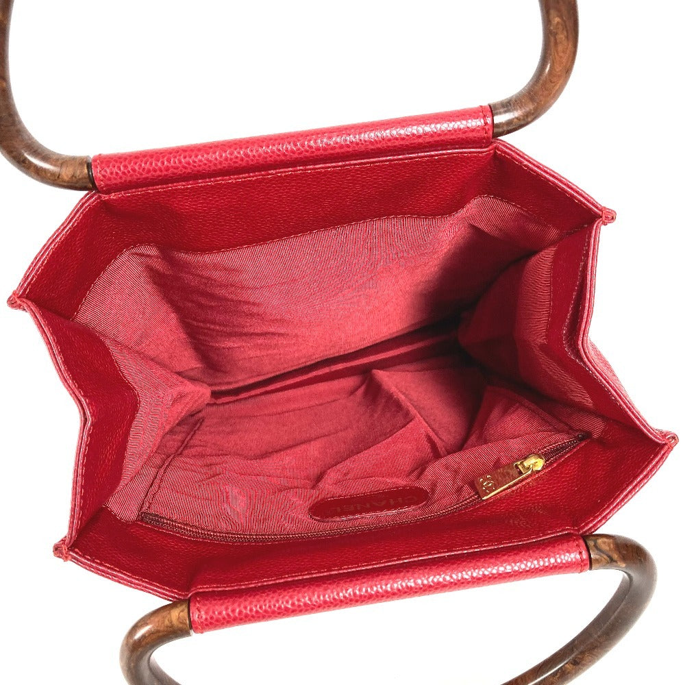 CHANEL Handbag Caviar skin Red CC COCO Mark logo