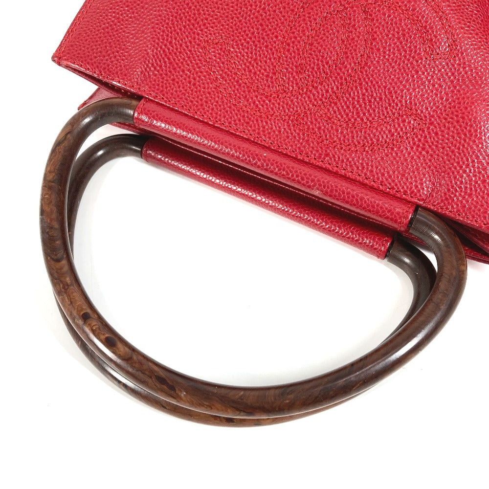CHANEL Handbag Caviar skin Red CC COCO Mark logo