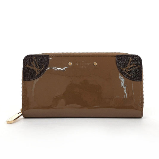 LOUIS VUITTON Long Wallet Purse M67271 Patent Leather, Monogram Canvas Brown Zip Around Zippy Venice