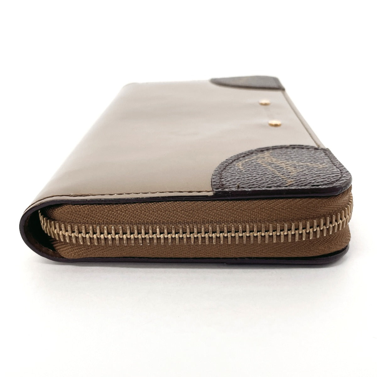LOUIS VUITTON Long Wallet Purse M67271 Patent Leather, Monogram Canvas Brown Zip Around Zippy Venice